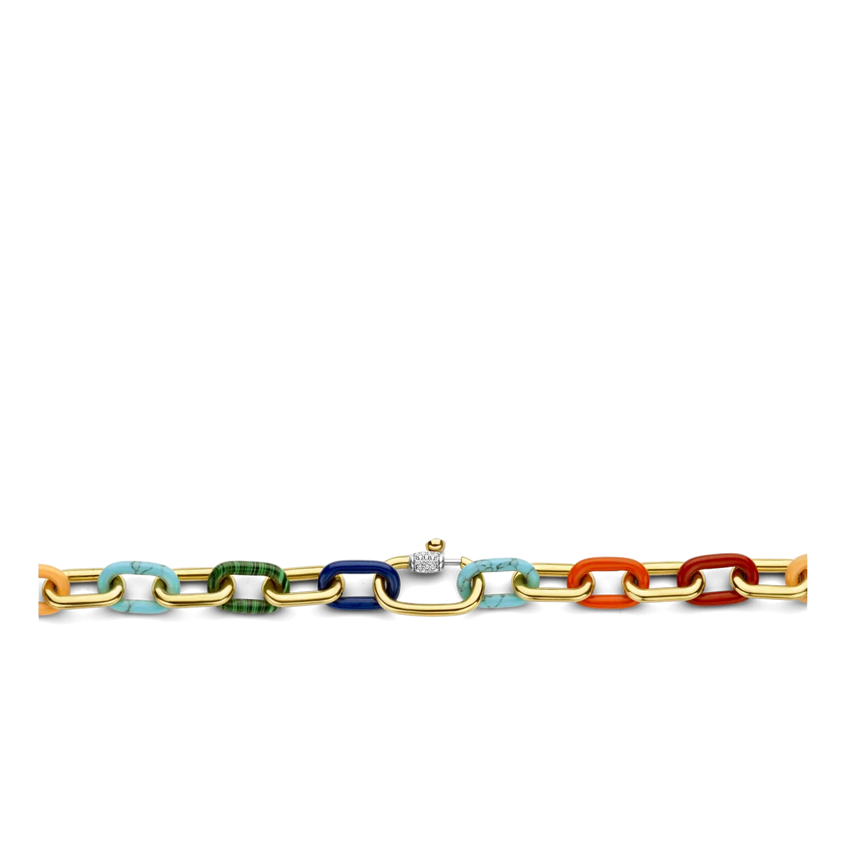 Milano Coloured Link Chain Necklace - Gold - 34005MC/45