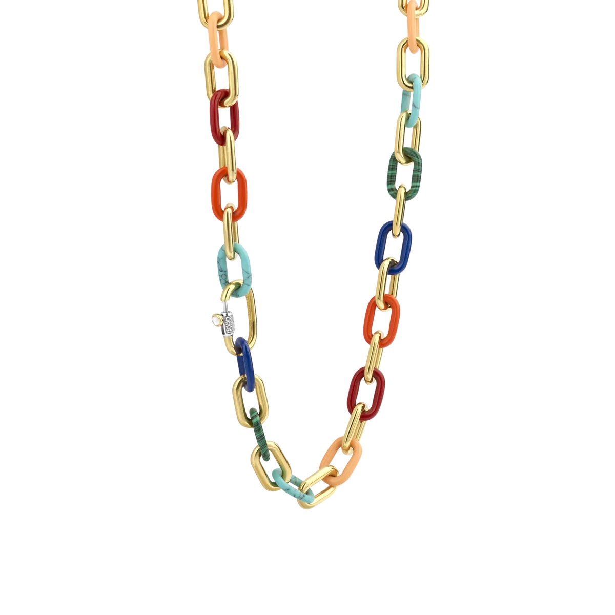 Milano Coloured Link Chain Necklace - Gold - 34005MC/45