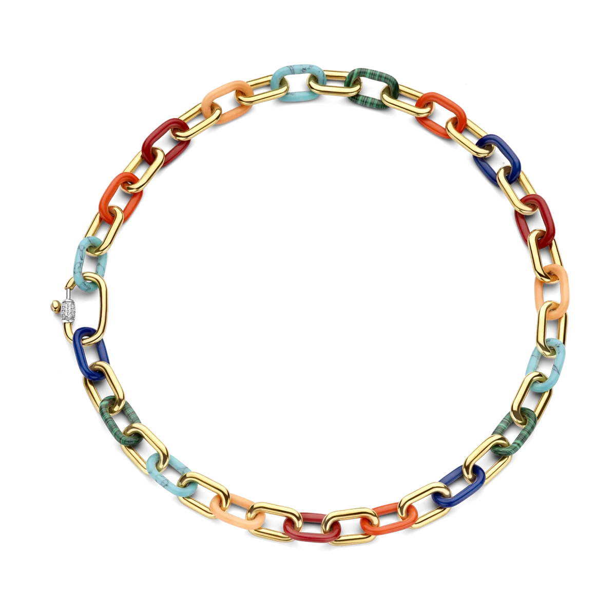 Milano Coloured Link Chain Necklace - Gold - 34005MC/45