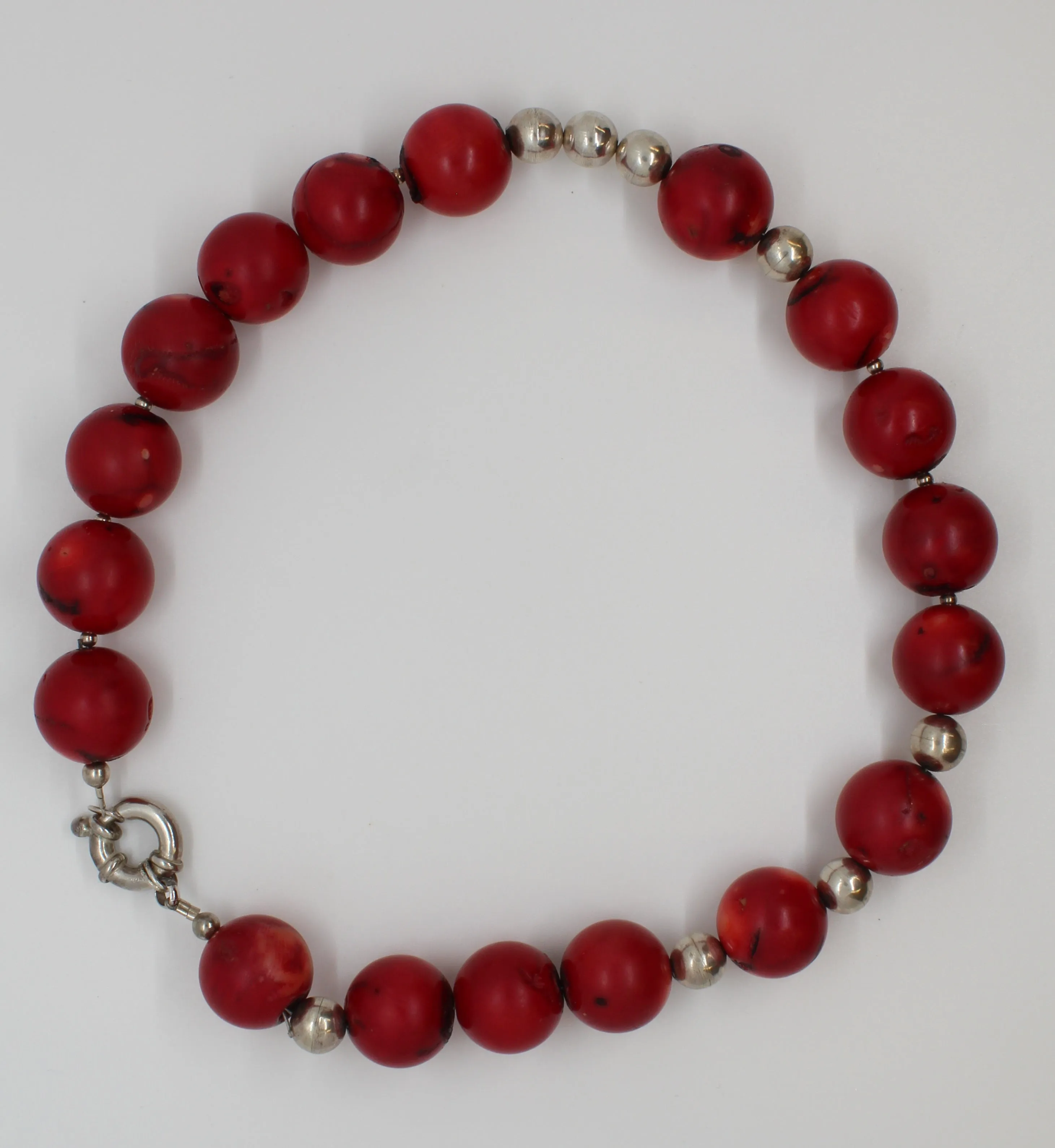 Necklace, Natural Coral and Sterling Silver Necklace
