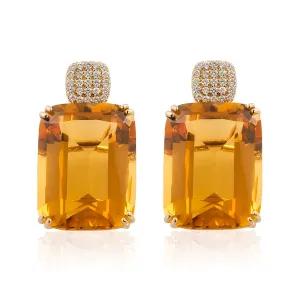 Old Cushion Cut Citrine Earrings