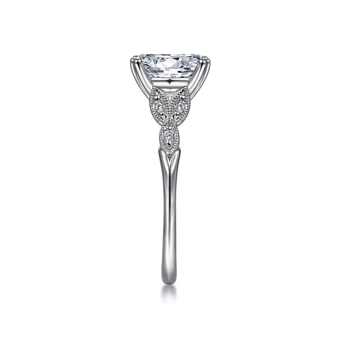 Oval and Petal Diamond Engagement Ring Mounting