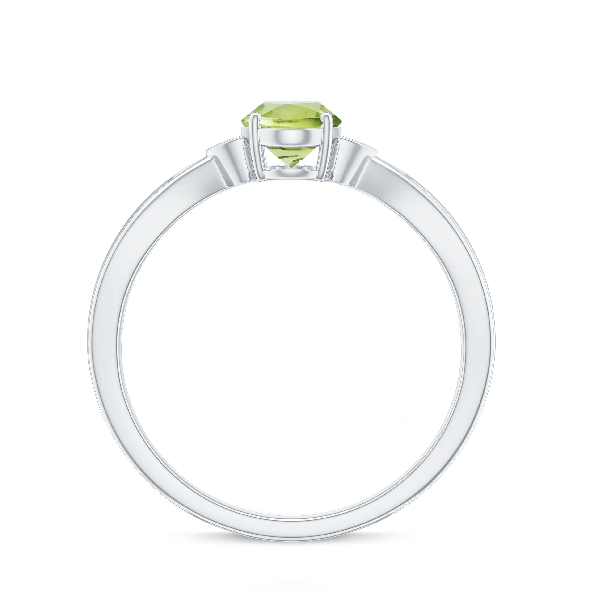 Oval Cut Peridot Solitaire Ring with Diamond
