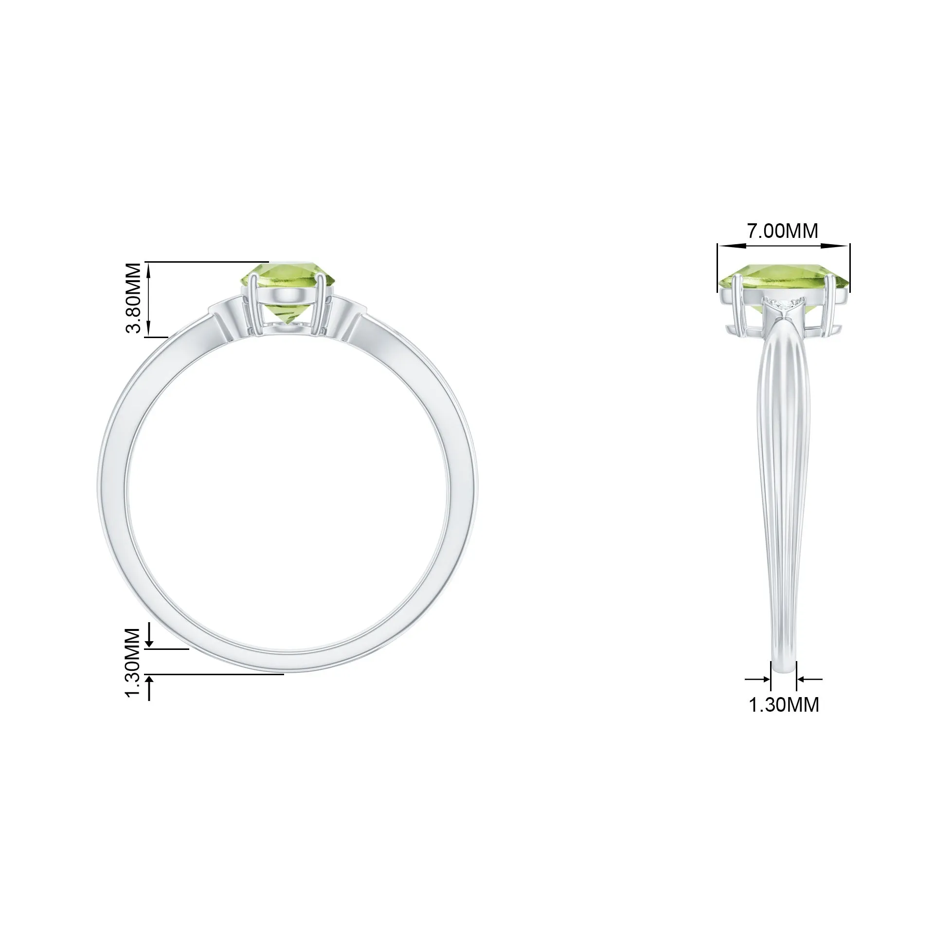 Oval Cut Peridot Solitaire Ring with Diamond