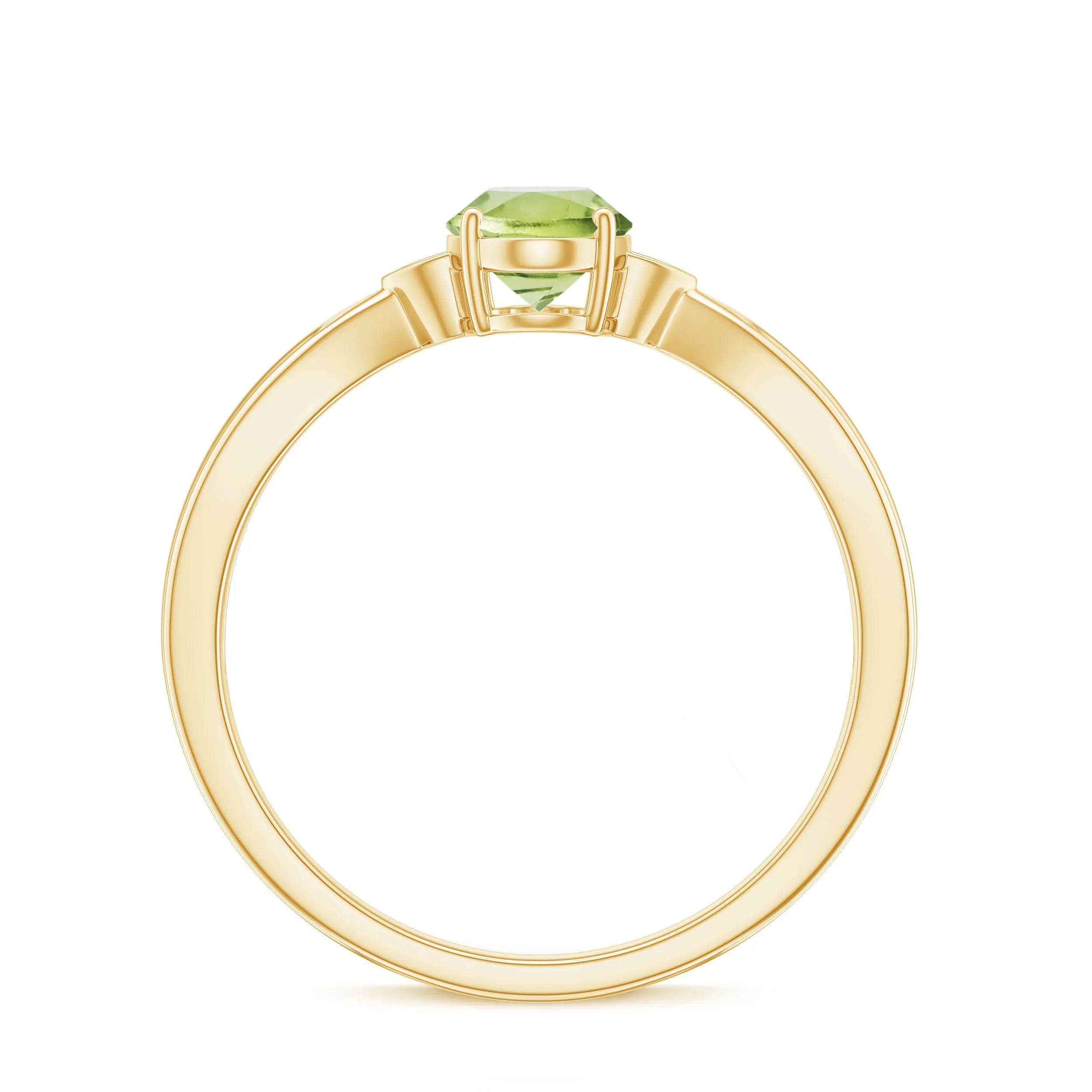 Oval Cut Peridot Solitaire Ring with Diamond
