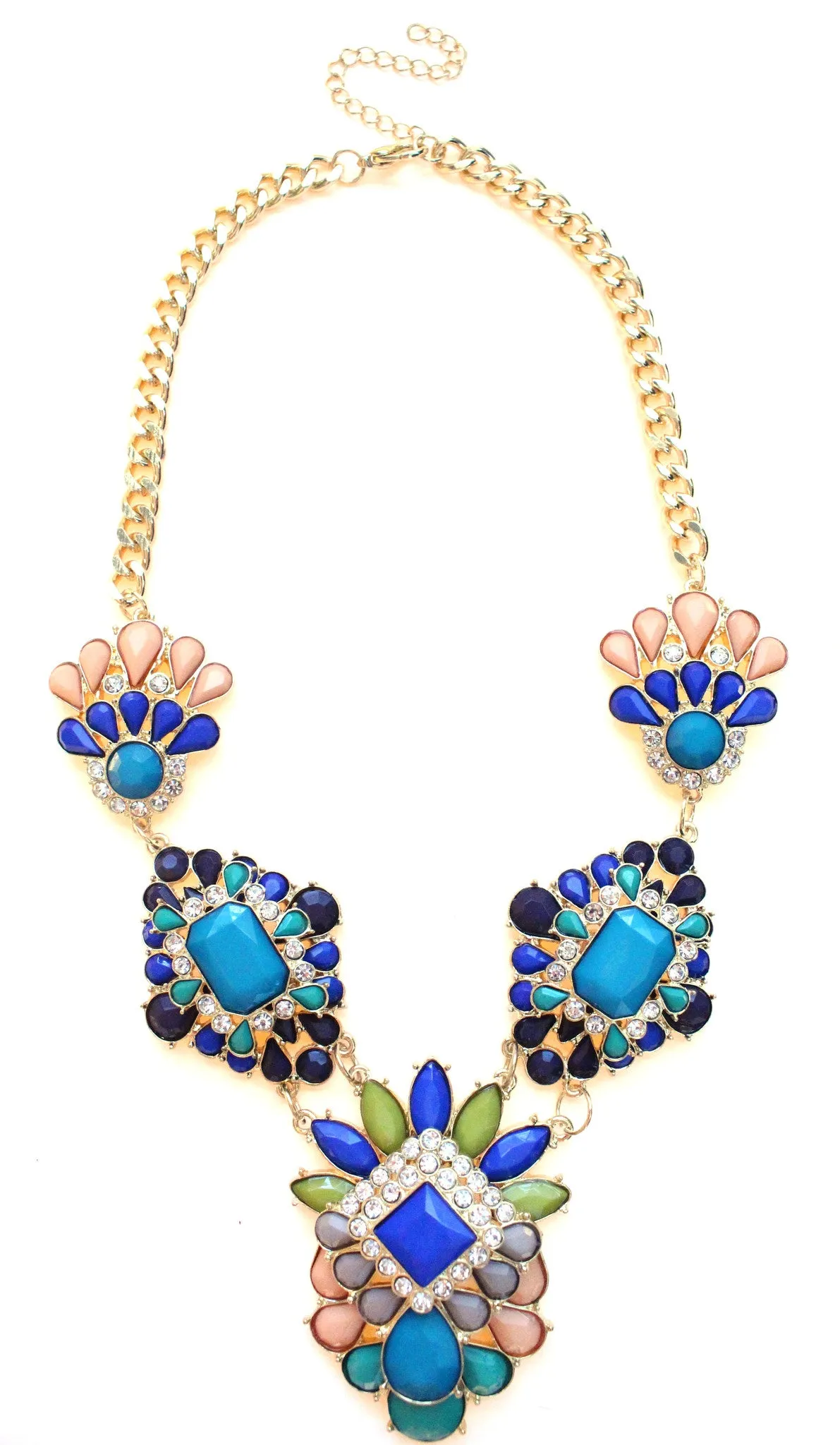Pastel Peach & Bright Blues Statement Necklace