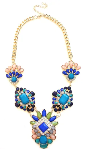 Pastel Peach & Bright Blues Statement Necklace