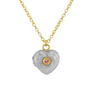 Pink Sapphire Love Locket Necklace