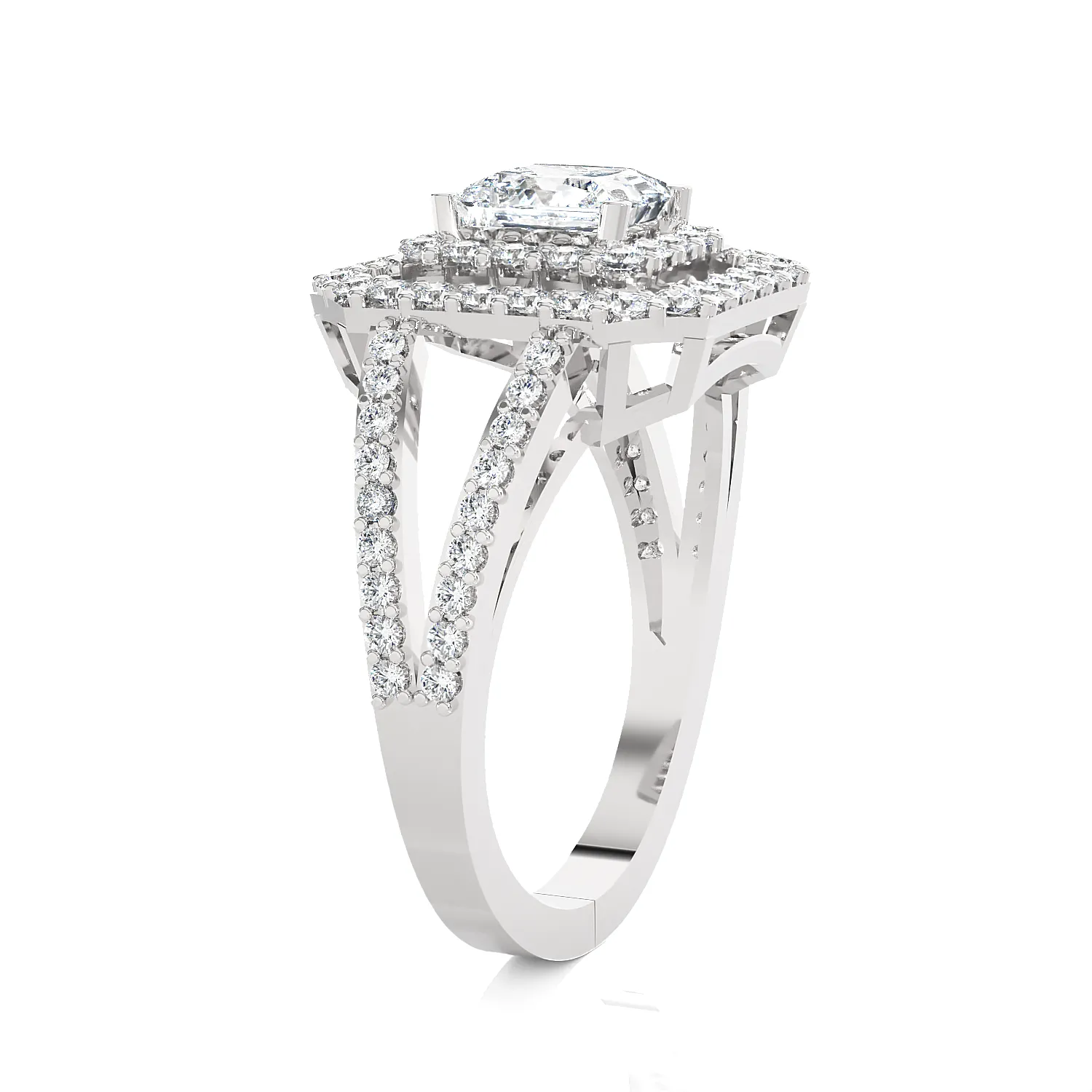 Princess-Cut Lab Grown Diamond Halo Engagement Ring