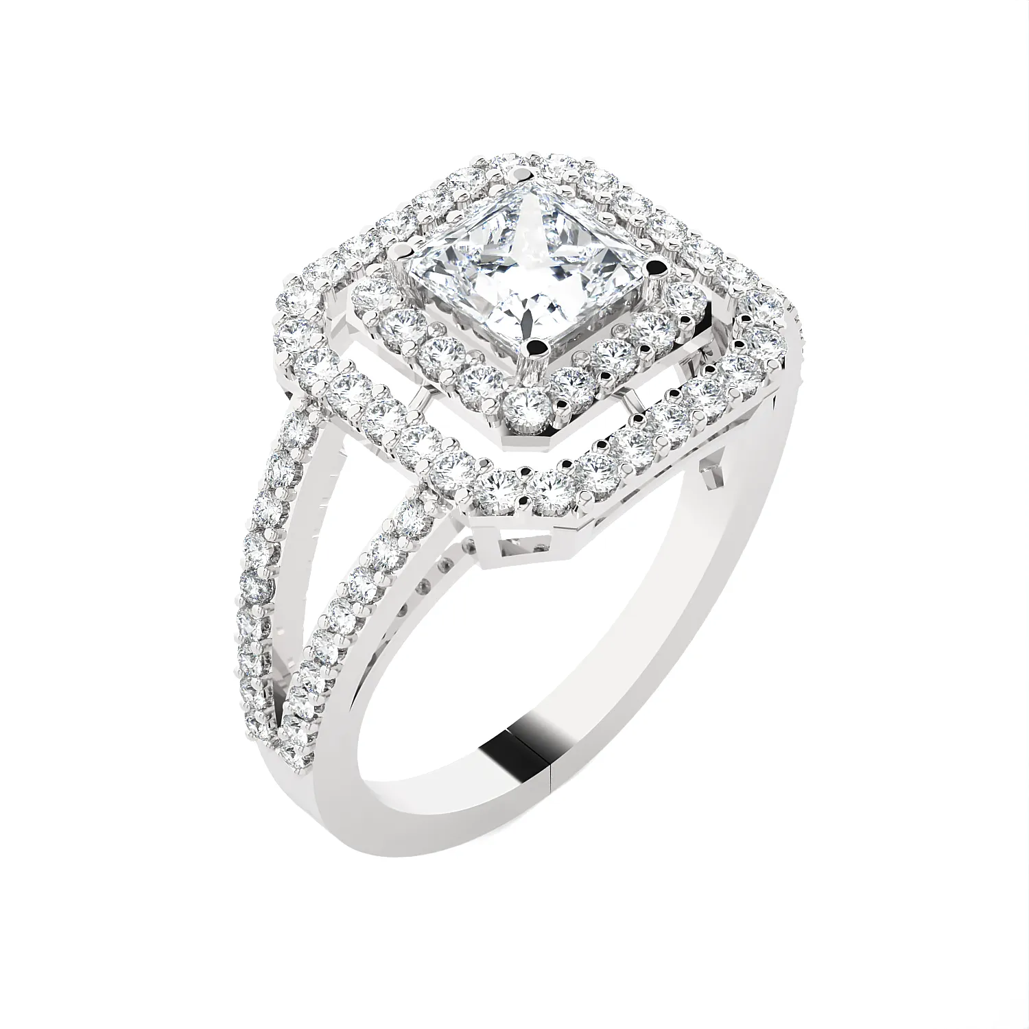 Princess-Cut Lab Grown Diamond Halo Engagement Ring