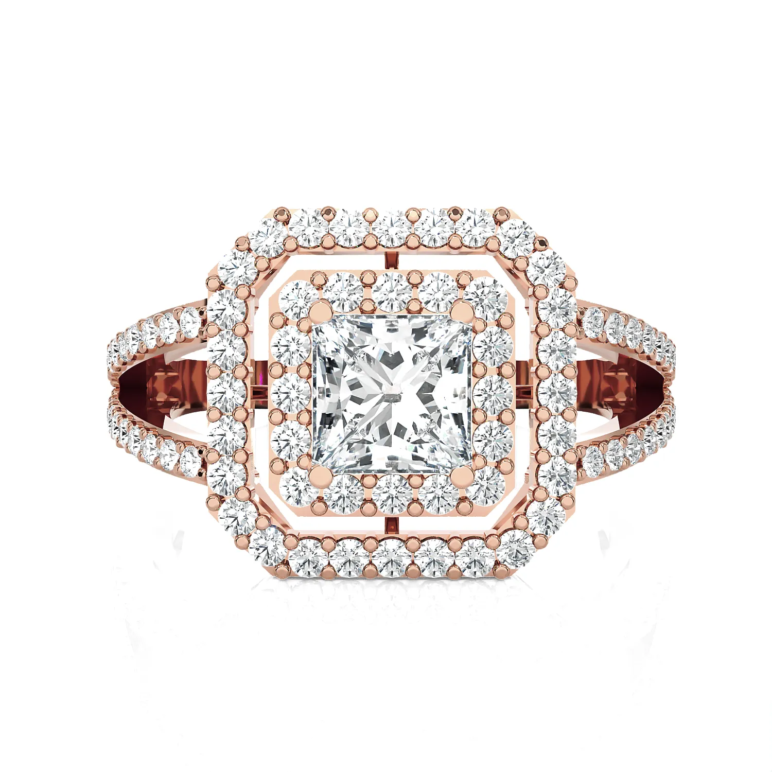 Princess-Cut Lab Grown Diamond Halo Engagement Ring