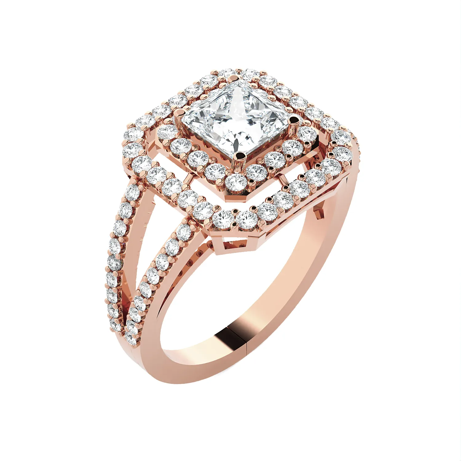 Princess-Cut Lab Grown Diamond Halo Engagement Ring