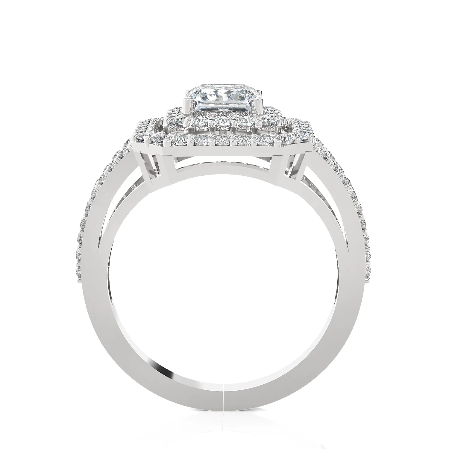 Princess-Cut Lab Grown Diamond Halo Engagement Ring
