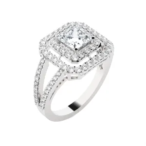 Princess-Cut Lab Grown Diamond Halo Engagement Ring