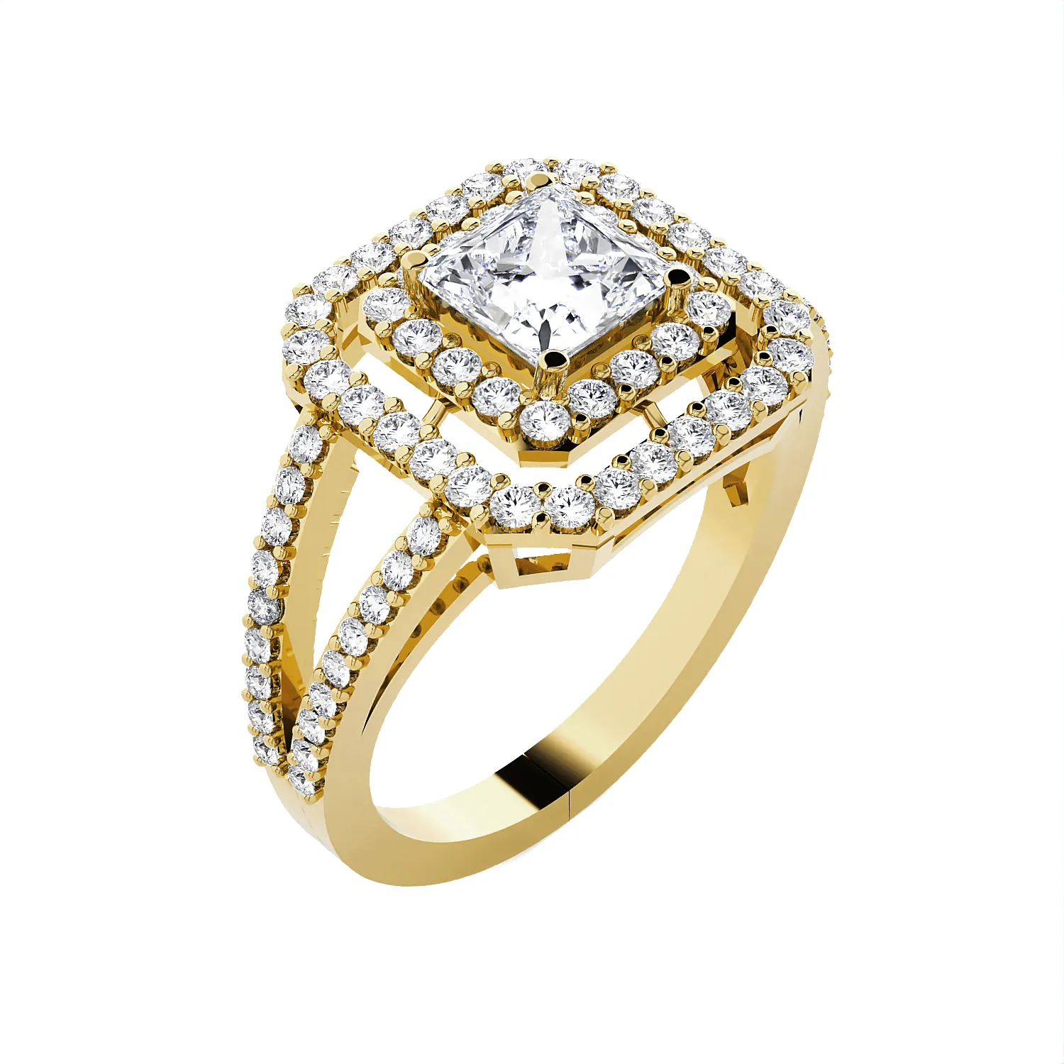 Princess-Cut Lab Grown Diamond Halo Engagement Ring