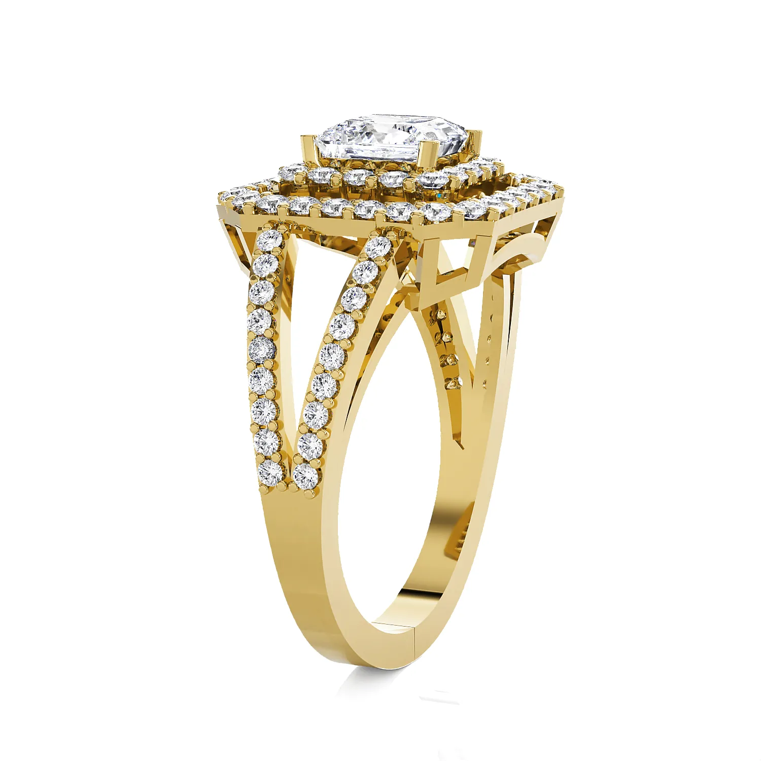 Princess-Cut Lab Grown Diamond Halo Engagement Ring