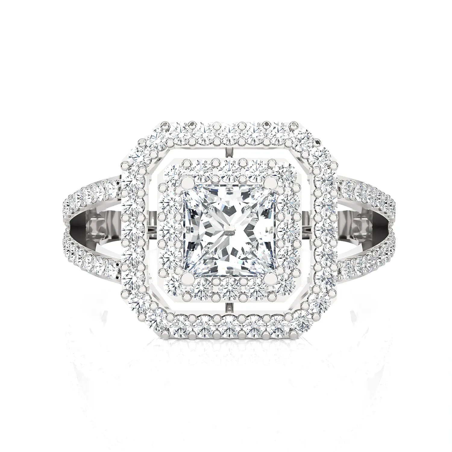 Princess-Cut Lab Grown Diamond Halo Engagement Ring