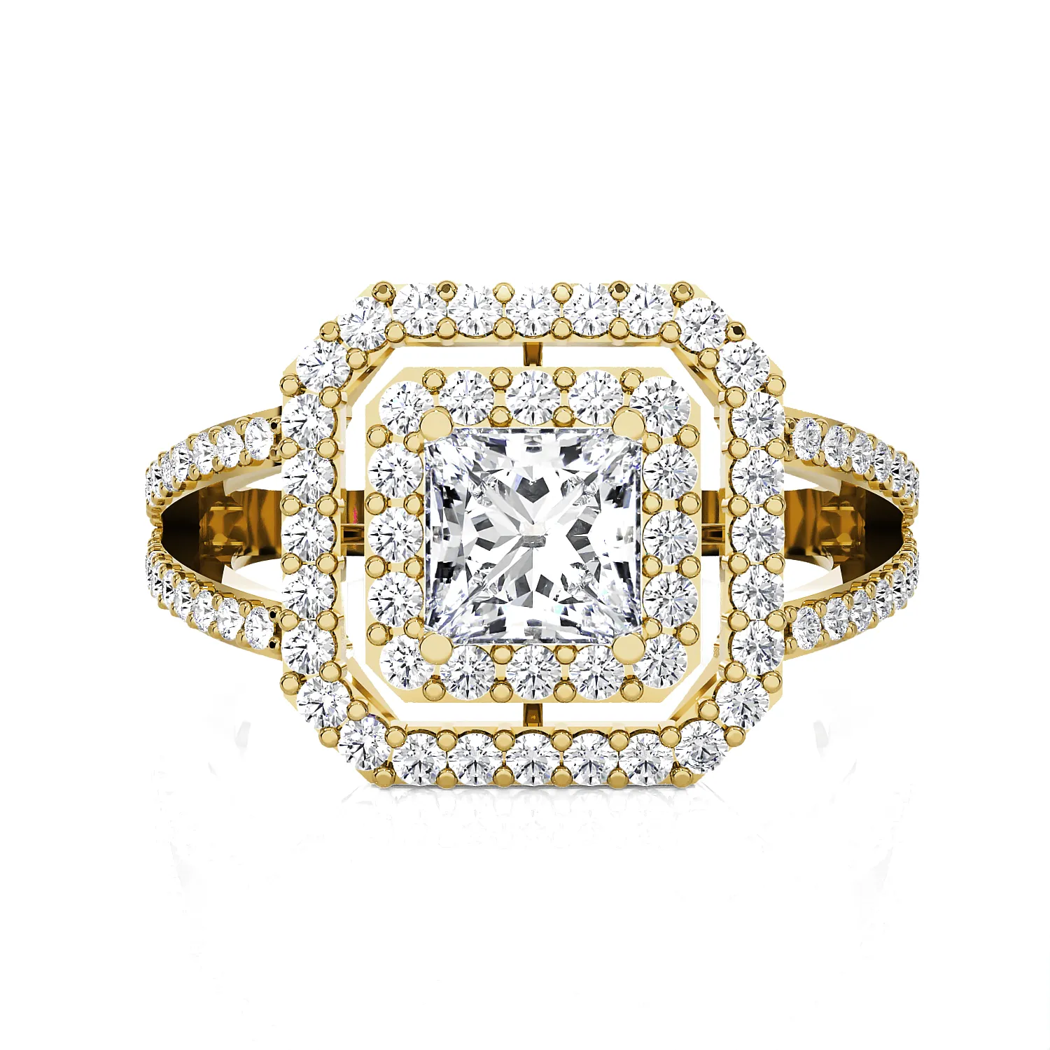 Princess-Cut Lab Grown Diamond Halo Engagement Ring