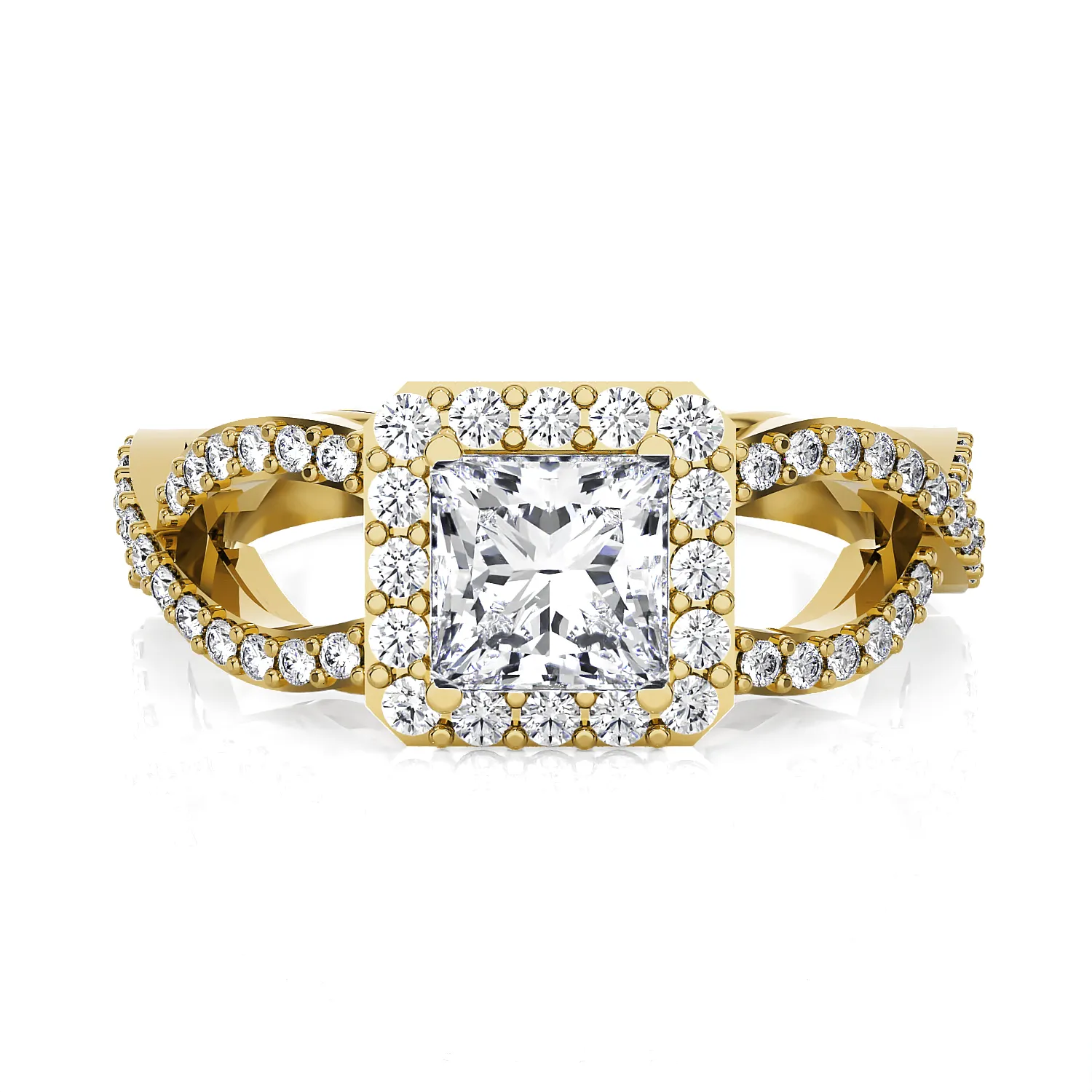 Princess-Cut Lab Grown Diamond Side Stone Engagement Ring