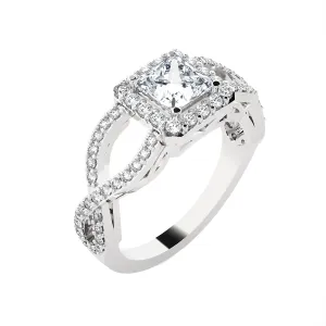 Princess-Cut Lab Grown Diamond Side Stone Engagement Ring
