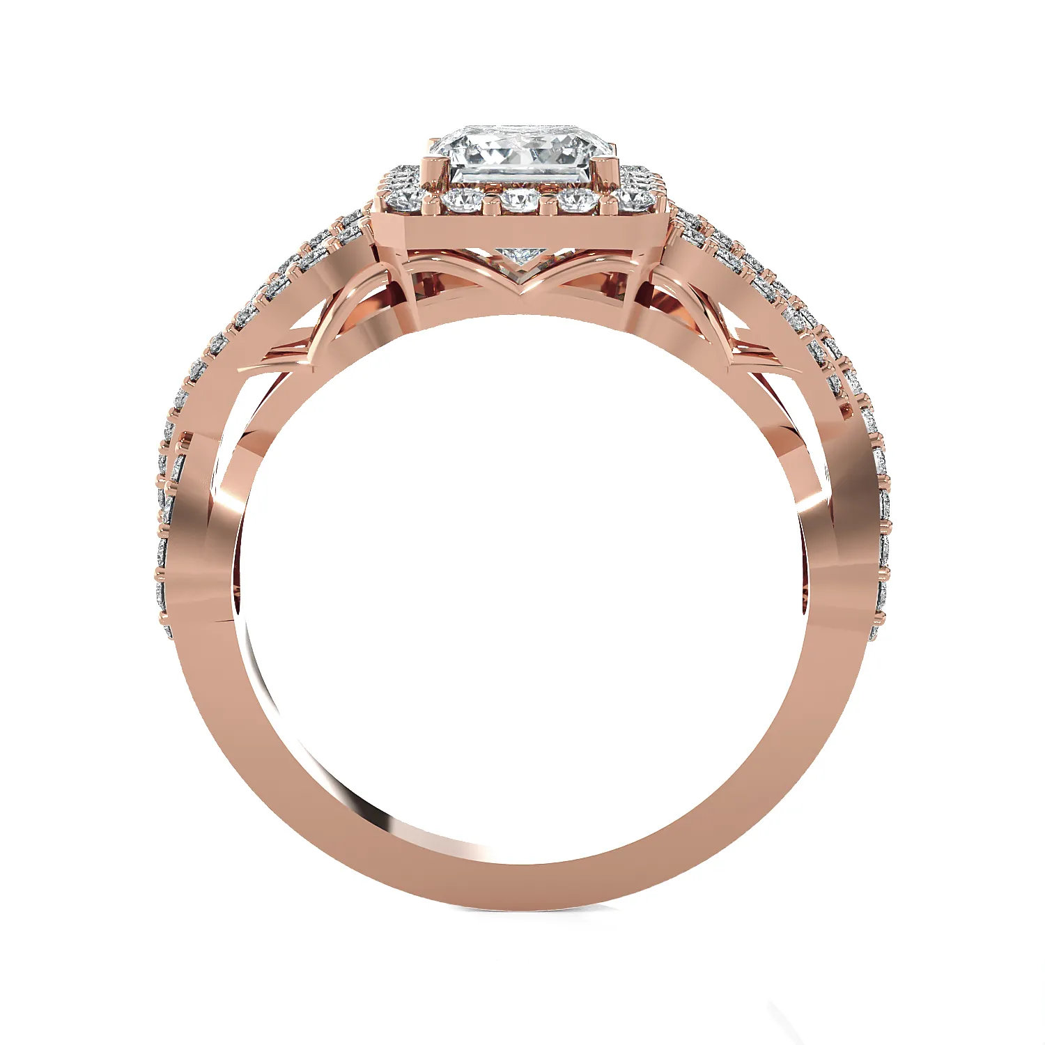 Princess-Cut Lab Grown Diamond Side Stone Engagement Ring