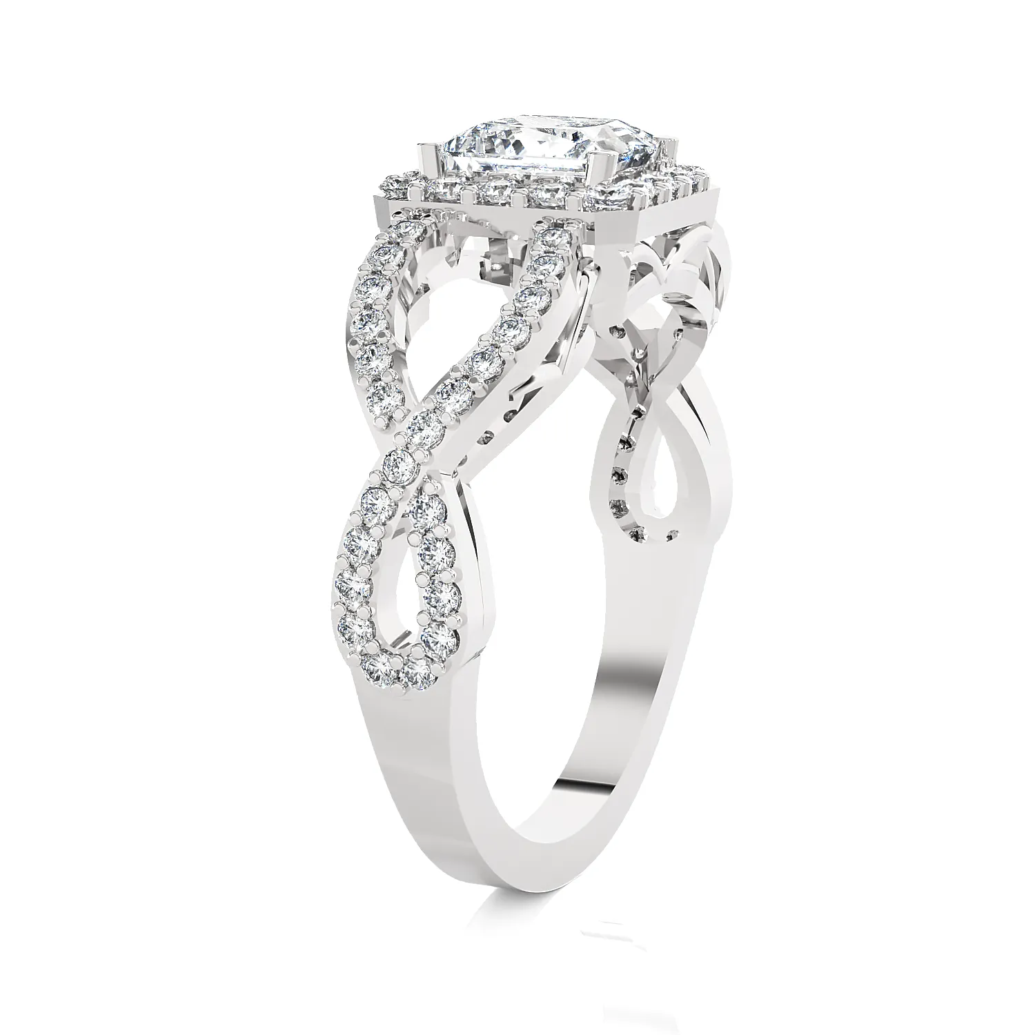 Princess-Cut Lab Grown Diamond Side Stone Engagement Ring