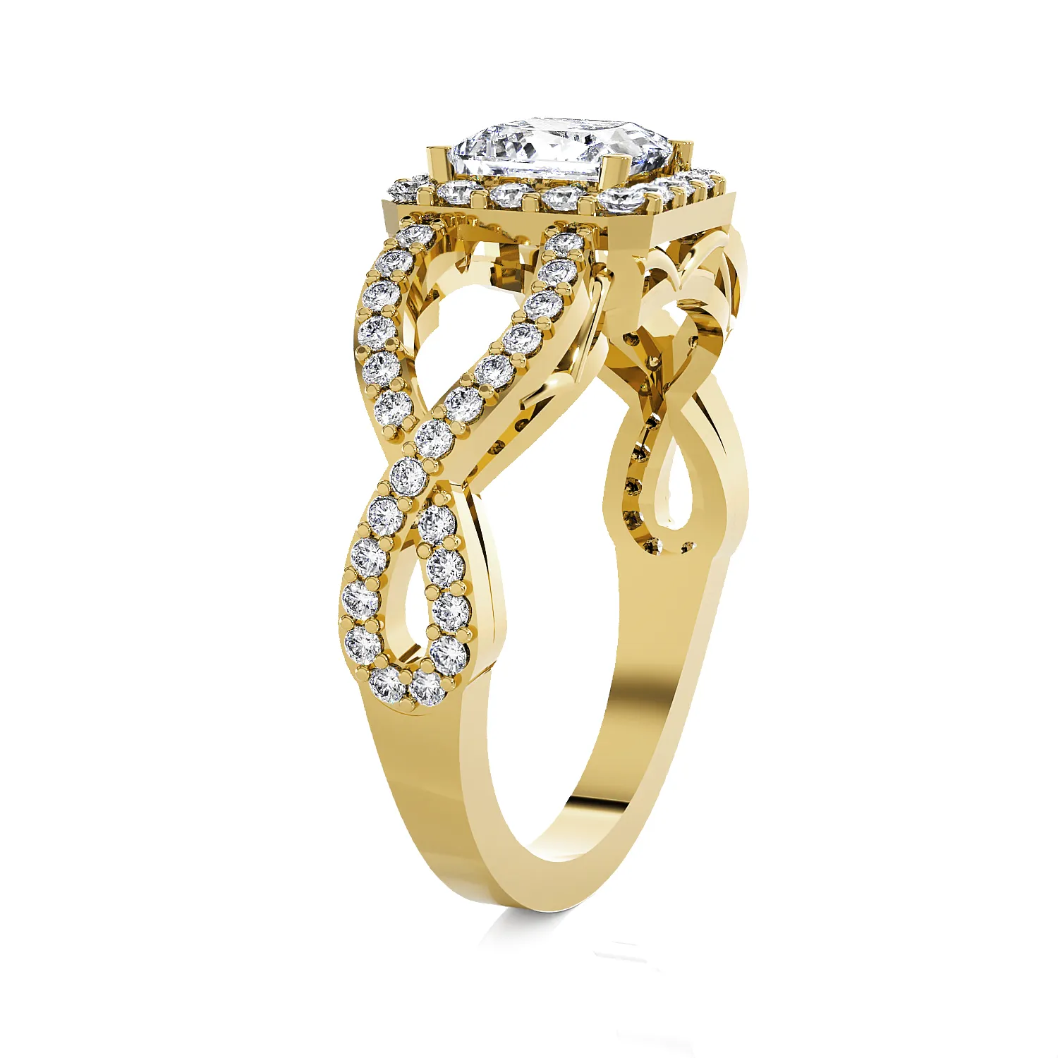 Princess-Cut Lab Grown Diamond Side Stone Engagement Ring