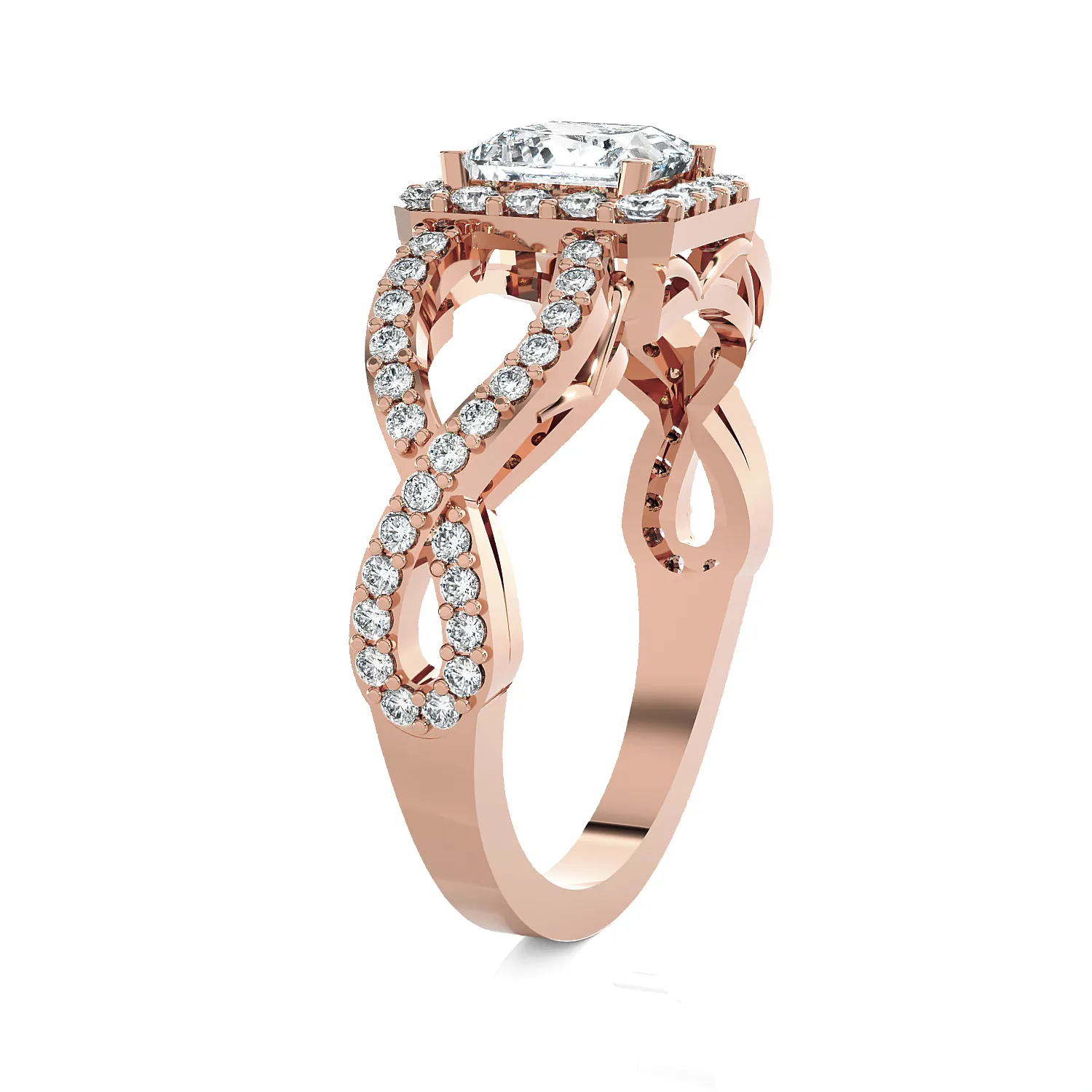 Princess-Cut Lab Grown Diamond Side Stone Engagement Ring