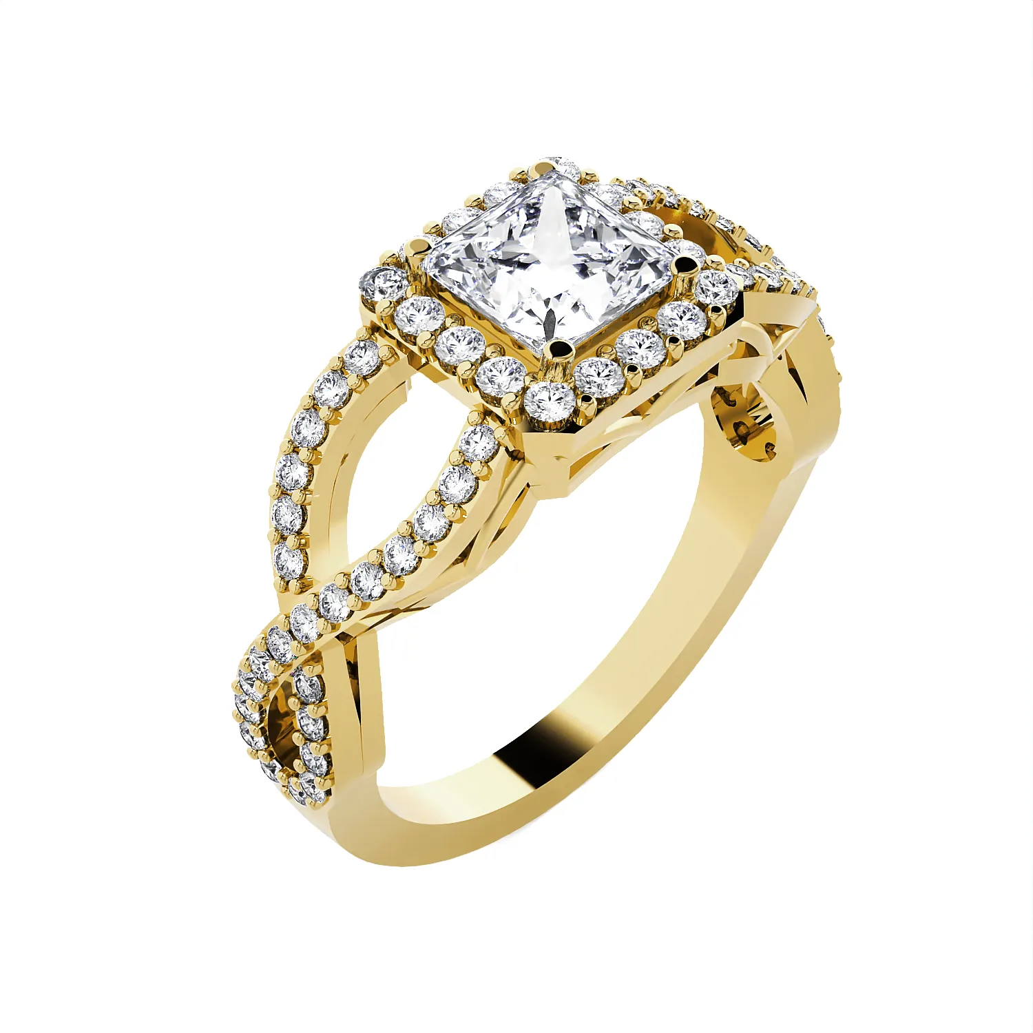Princess-Cut Lab Grown Diamond Side Stone Engagement Ring