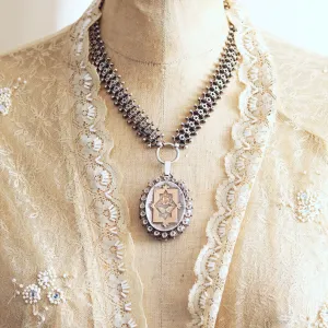 Quite Fabulous Date 1886 Silver Locket and Collarette