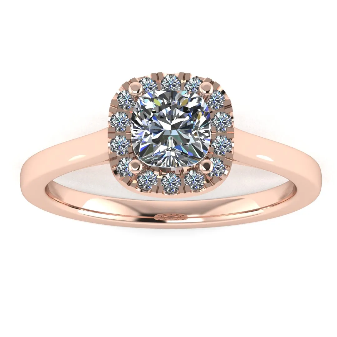 "Becky" Halo Cushion Cut Engagement Ring HACC03