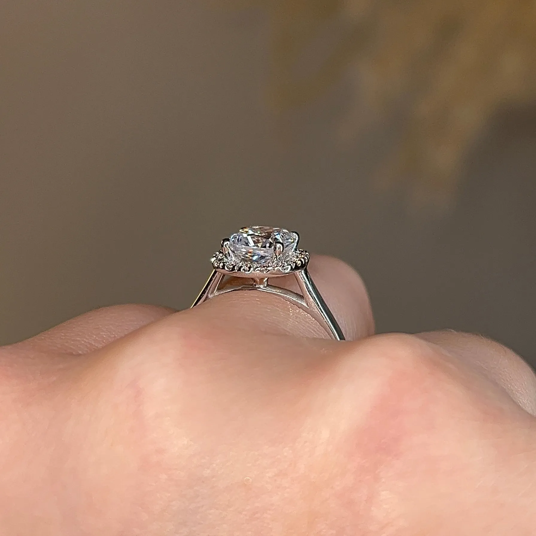 "Becky" Halo Cushion Cut Engagement Ring HACC03