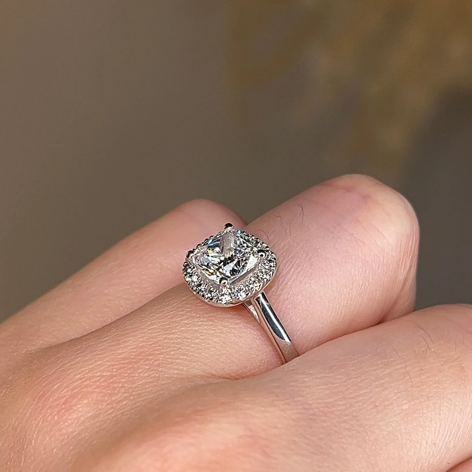 "Becky" Halo Cushion Cut Engagement Ring HACC03