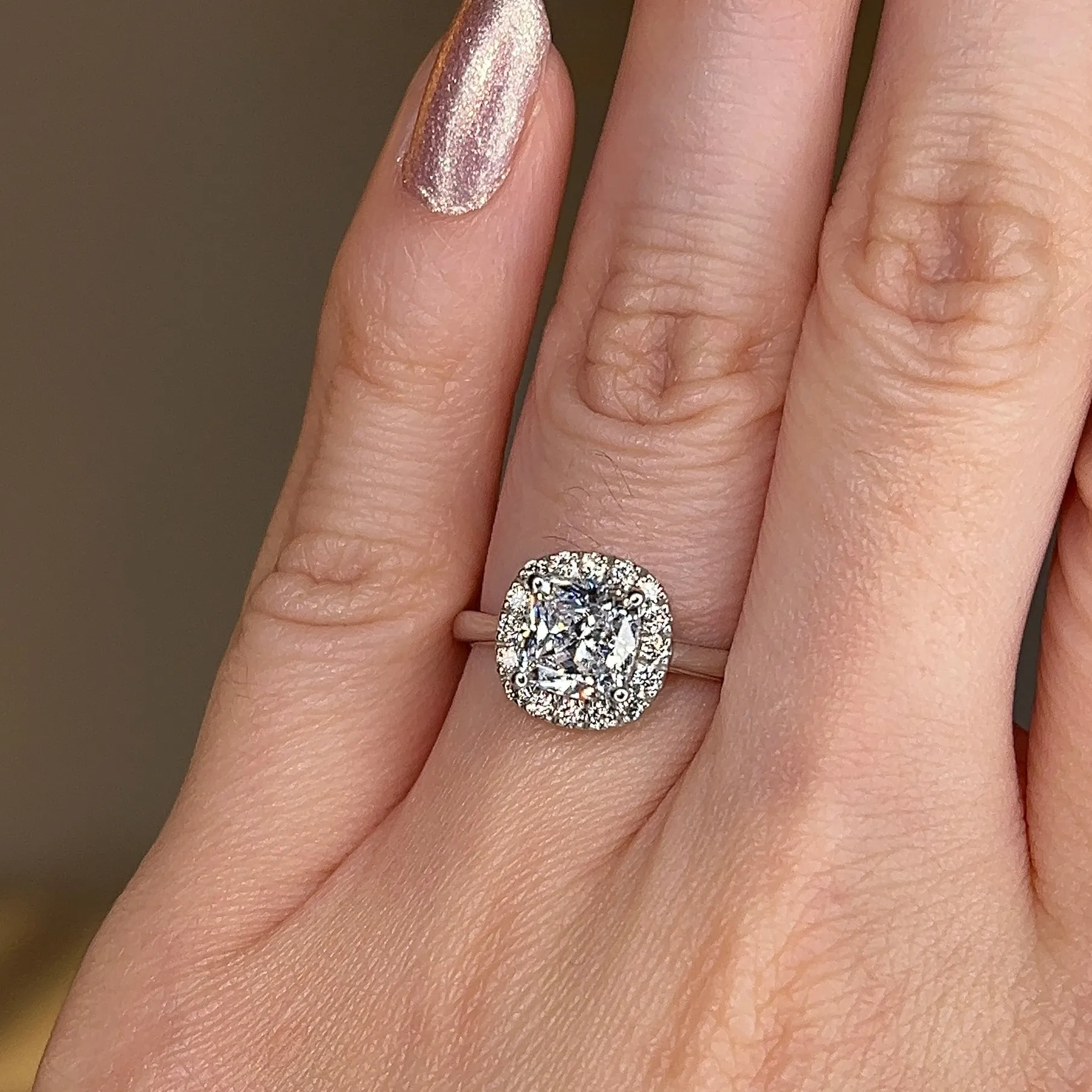 "Becky" Halo Cushion Cut Engagement Ring HACC03