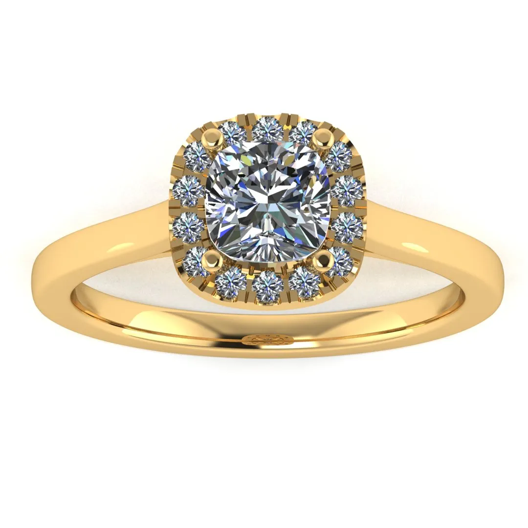 "Becky" Halo Cushion Cut Engagement Ring HACC03