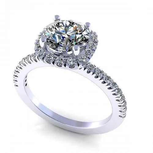 Radiant 0.85CT Round Cut Diamond Engagement Ring in 14KT White Gold