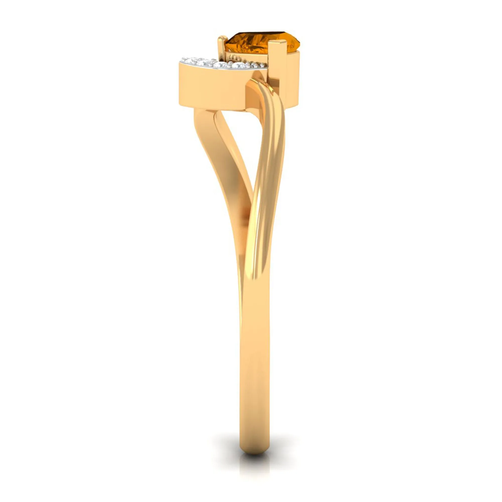 Real Citrine and Diamond Heart Promise Ring