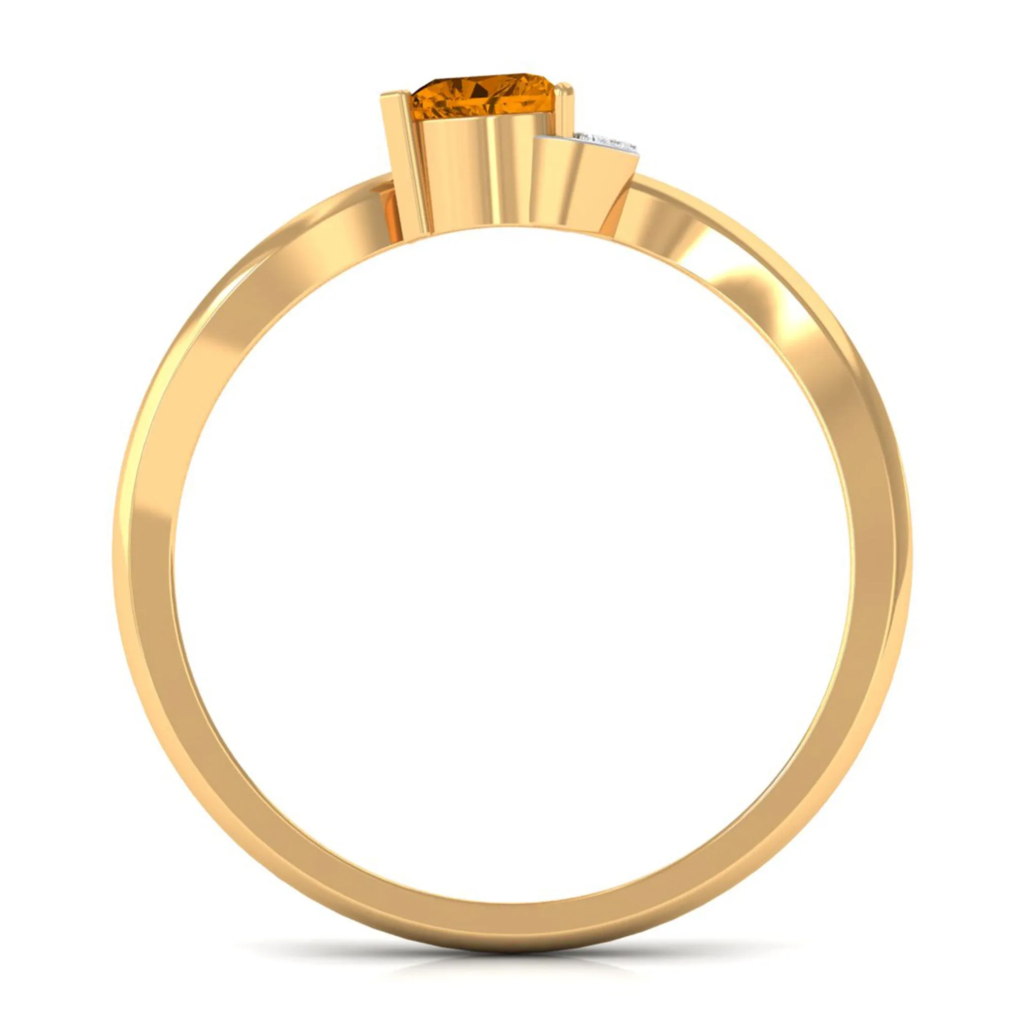 Real Citrine and Diamond Heart Promise Ring