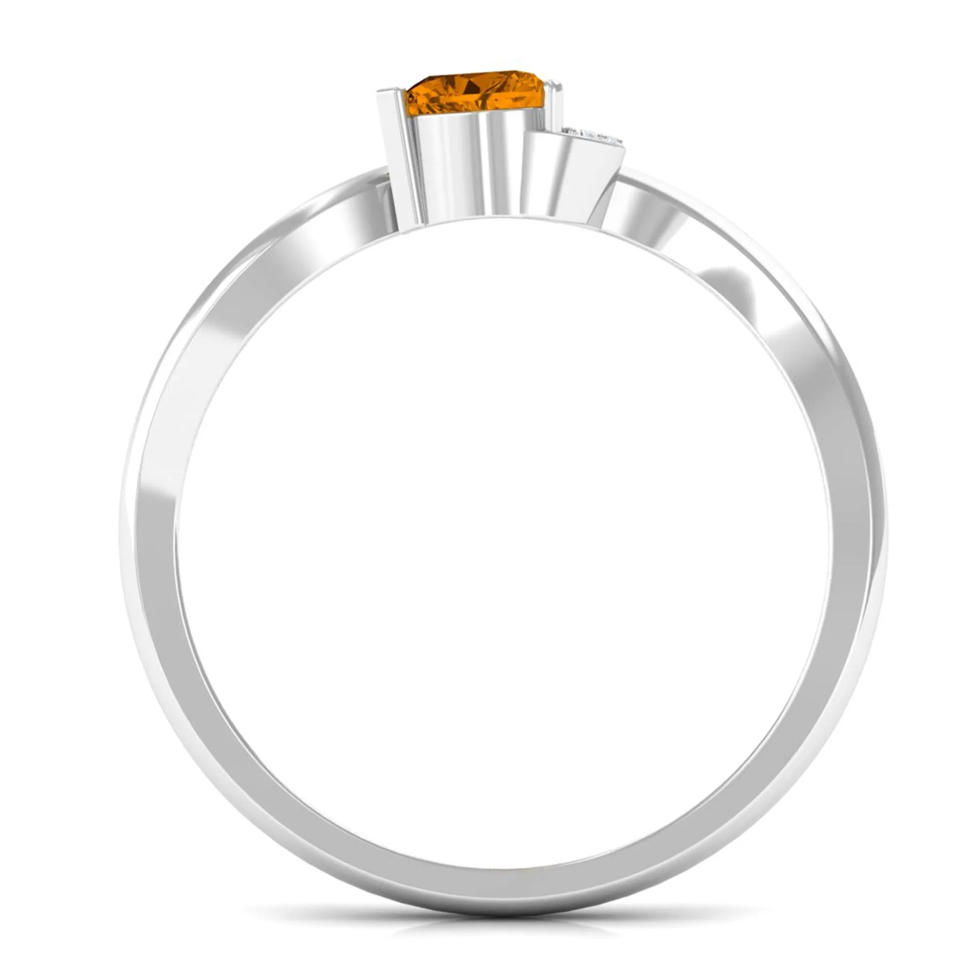 Real Citrine and Diamond Heart Promise Ring