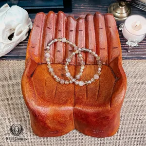 Red Rutile Quartz and Citrine Sterling Silver Magnetic Bracelet - Handmade by Colin