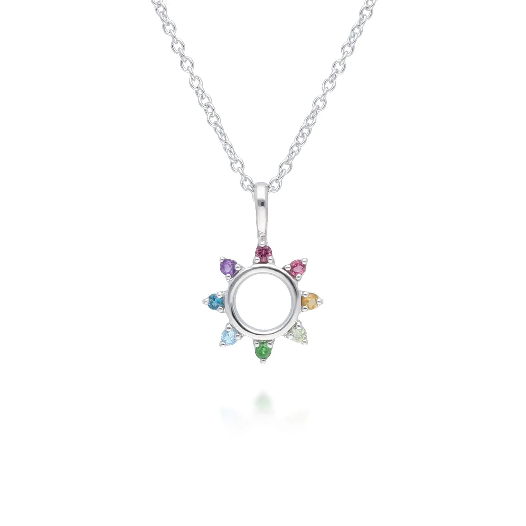 Regenbogen Sonnen Halskette in 925 Sterling Silber