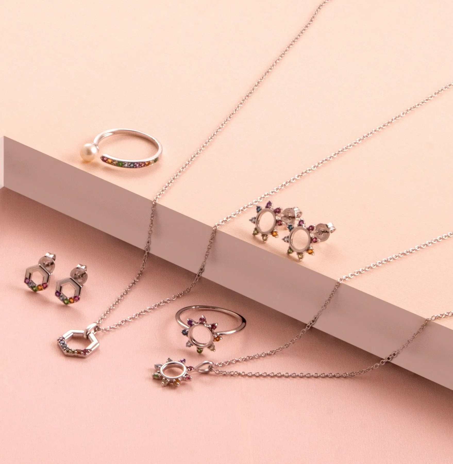 Regenbogen Sonnen Halskette in 925 Sterling Silber
