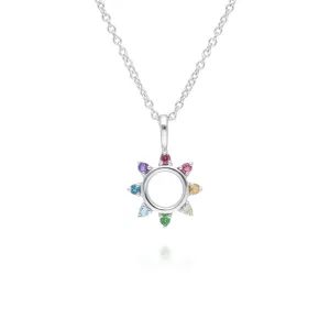 Regenbogen Sonnen Halskette in 925 Sterling Silber