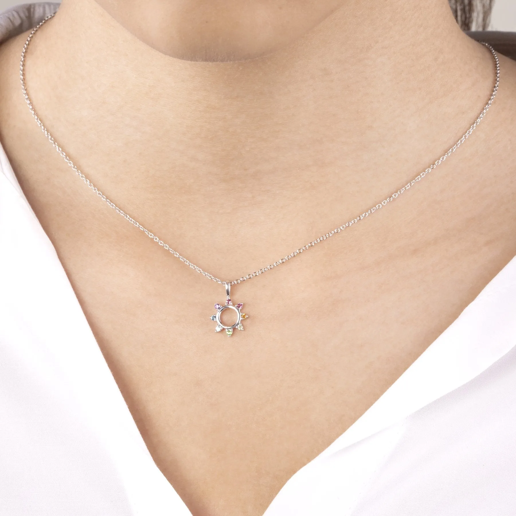 Regenbogen Sonnen Halskette in 925 Sterling Silber
