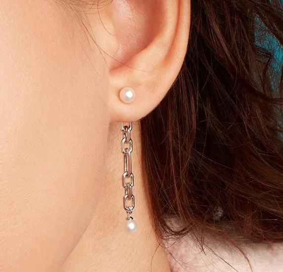 Revival Astoria Figaro Pearl Chain Link Drop Earrings