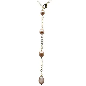 Rice Pearl and Gold Fill Lariat: Pink (NGL340PK)