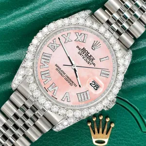 Rolex Datejust  36mm 4.2CT Diamond Bezel/Lugs/Royal Pink MOP Dial Watch TFJ-142508668