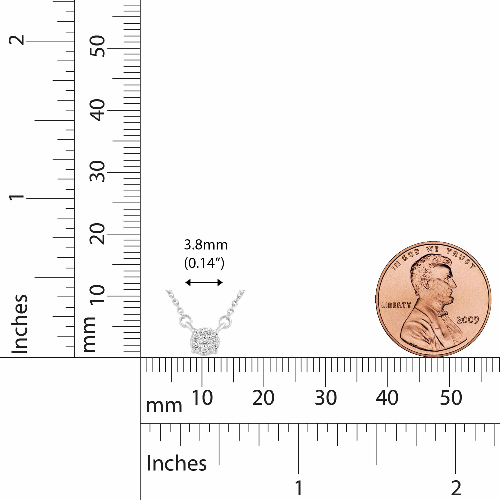 Round Cluster 1/20 Cttw Natural Diamond Pendant Necklace set in 925 Sterling Silver