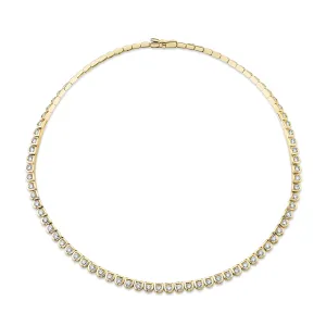 Scallop 7.40ct Round Diamond G/VS2 Single Row Necklace in 18K Yellow Gold, 17 in