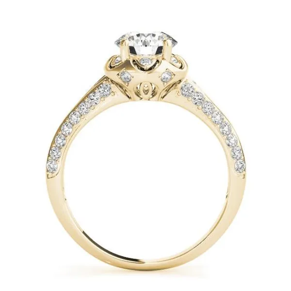 Scalloped Halo Diamond Engagement Ring Mounting in Yellow Gold